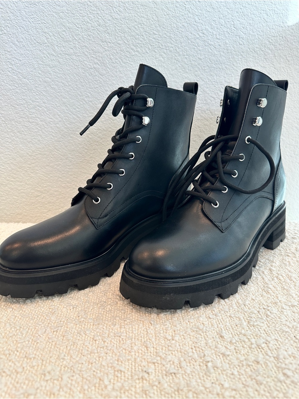 Marc Fisher LTD Black Lug Sole Combat Boots NWOB Women’s Size 11M - Picture 2 of 4